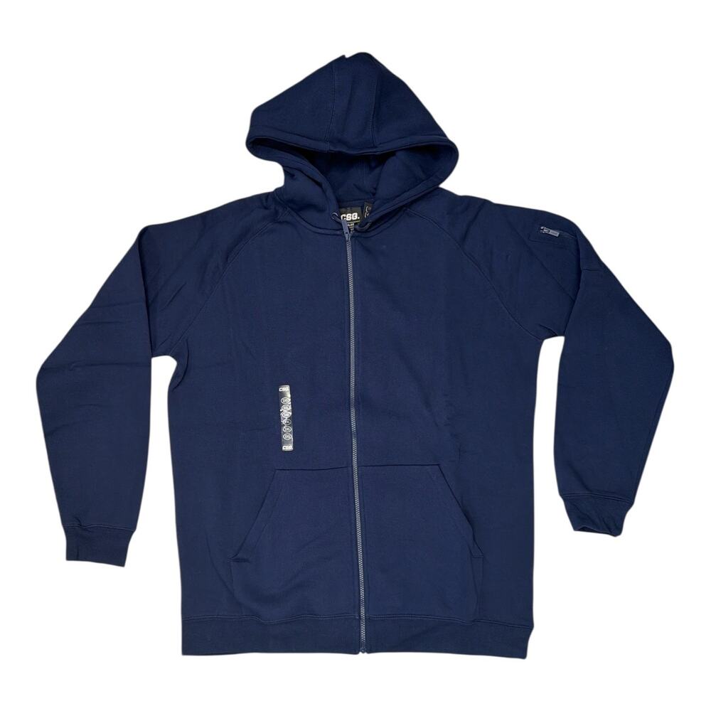 CSG Mens Navy Blue Full Zip Hooded Sweatshirt Size 2XL